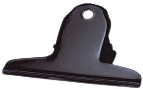 ALCO-Albert - Briefklemmer 75 mm schwarz, 10 Stück | Metallklemmen mit 25 mm Klemmweite, kräftiger Spiralfeder und Aufhängeöse für Papierstapel und Beutel