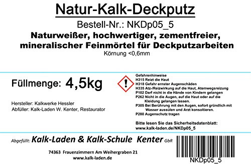 Natur-Kalk-Deckputz. Feiner, naturweißer Oberputz. 4,5 kg
