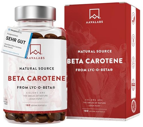 Beta Carotin Kapseln Hochdosiert für Bräune 25000 IE Vitamin A Hochdosiert - Beta Carotin Bräunungskapseln mit Lyc-O-Beta und Extra Virgin Olivenöl für einen strahlenden Teint - 180 Softgel-Kapseln