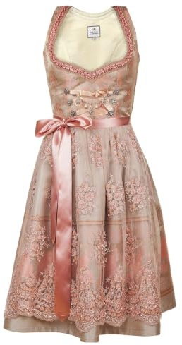 Edelnice Trachtenmode Exklusives Designer Midi Dirndl Rosalie inkl. Spitzen Dirndlschürze und Charivari