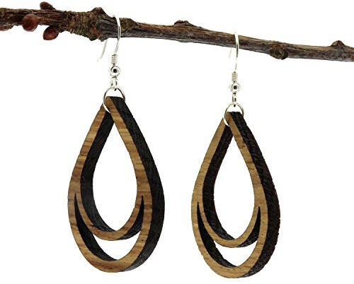 NaturSchatulle Holzschmuck Holzohrringe Tropfen I natürliche Ohrhänger 925 Sterling Silber Ohrringe Holz Damen Ohrschmuck