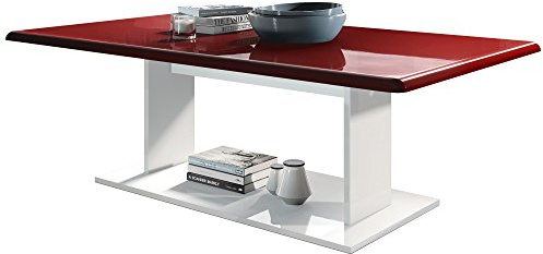 Vladon Table de Salon Table Basse Mono en Blanc avec Plateau de Dessus en Bordeaux Haute Brillance