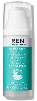 REN Clearcalm Replenishing Gel Cream, 50ml – Lightweight Hydrating Gel for Blemish-Prone Skin, Reduces Redness and Post-Blemish Pigmentation, Soothes and Replenishes, Vegan and Cruelty-Free
