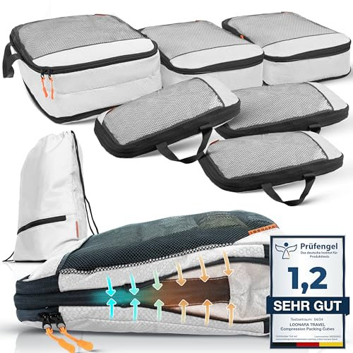 Compression Packing Cubes Set für mehr Platz im Koffer & Backpack - Packwürfel Packing Cubes Compression als Rucksack Organizer - Travel Packtaschen Reise - Camping Zubehör & Wander Ausrüstung