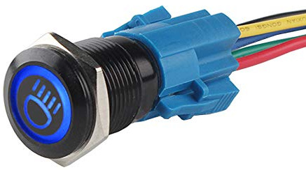 ETOPARS Negra Concha 12V Coche Vehículo Azul Luz LED Haz Principal Botón de Metal Interruptor de Palanca 19mm Enchufe