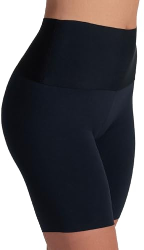 Leonisa Stay-in-Place Seamless Shaper Shorts for Women - High Waisted Shapewear Tummy Control - Anti-chafing Slip Shorts Black