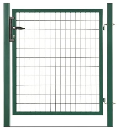 Easy Cloture Portillon grillagé en Acier galvanisé Maille 100 x 50 L 1m20 x 1m75 Vert - Porte de Jardin - Clôture de Jardin avec Serrure et poignée