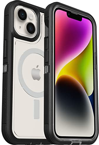 OtterBox Schutzhülle für iPhone 14 & iPhone 13 Defender Series XT, schwarzer Kristall, Bildschirmlos, robust, rastet an MagSafe EIN, Umhängeband