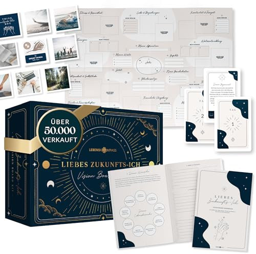 Vision Board Set 2026 - DAS ORIGINAL ”Liebes Zukunfts-Ich” von Lebenskompass® - Bastel Dein eigenes Visionboard und visualisiere das Leben deiner Träume - Geschenke für Frauen & Männer