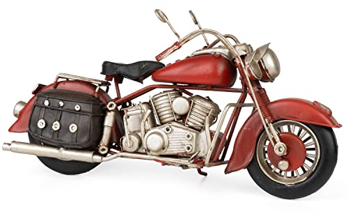 Moritz Blech-Deko Motorrad mit Gepäck rot Blechdekoration Blechmodell Modellauto Retro Sammlerstück Vintage Deko Nostalgie Antik Style
