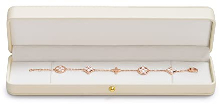 Oirlv Bianco Pelle PU Scatola Bracciale,Scatola Lunga Collana,Per Anniversario,Compleanno,San Valentino