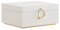 SONGMICS Scatola Portagioie a 2 Livelli, Porta Gioielli con Maniglia, Vassoio Rimovibile, Effetto Fluttuante, 20,5 x 24 x 11 cm, Idea Regalo, Bianco JBC165W01
