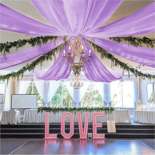 FOTSHARER Ceiling Drapes for Weddings Lavender Wedding Arch Drape 2 Panels 5x20FT Chiffon Drapes for Backdrop Curtains Ceiling Drapery Kit Bed Canopy Tent Ceiling Draping Sheer Fabric Party Decor