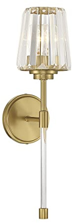 Savoy House 9-6001-1-322 Garnet Vintage Luxe Clear Crystal Wall Sconce, 1-Light 60 Watt, 21 H x 6 W, Warm Brass