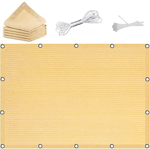 Sonnensegel Wasserdicht Rechteckig 1.2x4.5m Balkon Sichtschutz Sonnenschutz Balkon Garten Wind- und UV-Schutz für Gartenzaun Balkonzaun, Creme Farben