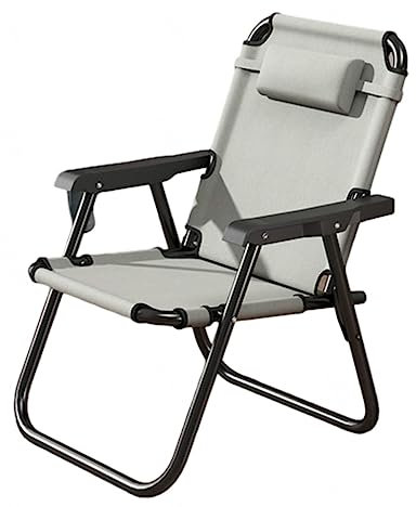 VIDECOR Bequemer Campingstuhl Faltbarer Klappstuhl bis 150kg belastbar Leichter Angelstuhl mit hoher Rückenlehne für Outdoor, Garten, Festival,Grey-L