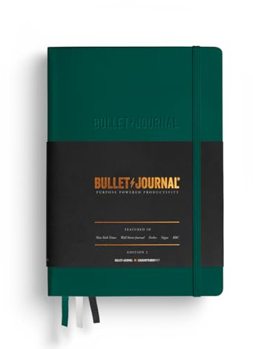 LEUCHTTURM1917 368952 Bullet Journal Edition 2, Medium (A5), Hardcover, 206 Numbered Pages, Green23, Dotted