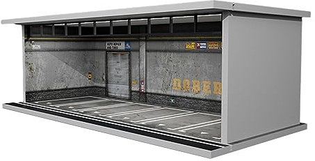 MagiDeal Diecast Model Car Display Case, Simulation 1/64 Scale Parking Lot Display Case with Lights for Collectors Gifts, Style B