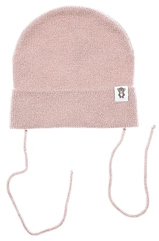 KNITAS Stickad babymössa av merino och kashmirull för spädbarn och småbarn I supermjuk och varm mössa för nyfödda 0–6 månader I baby vintermössa, ROSA, 6 Månader