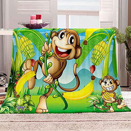 okoikfc Kuscheldecke Flauschig 220x240 cm 3D Süßer AFFE Decke Fleecedecke - Wohndecke, Sofadecke XXL, Decke Couch Blanket, Kuscheldecke Große, Sofa überwurfdecke