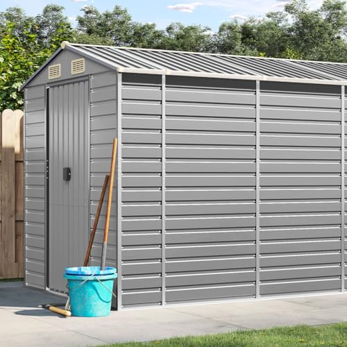 ZEYUAN Abri de Jardin Gris Clair 191x895x198 cm Acier galvanisé,Abris De Jardin,Abri De Stockage pour Jardin,Abri D'Outils De Jardin