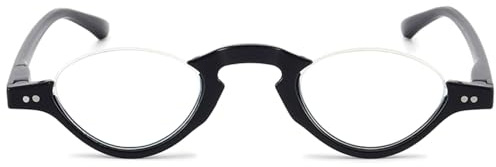 ABETOS Lesebrille Halbrand Damen Herren Anti Blaulicht Retro Mode Halbmond Halbrahmen Lesehilfe Sehhilfe Federscharnier Blaulichtfilter Computerbrille mit Stärke