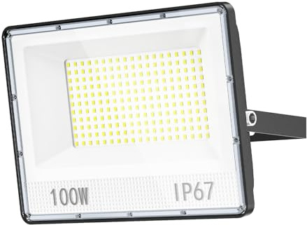 YIQIBRO 100W Projecteur LED Extérieur 1 Pièces, Spot LED Etanche IP67 10000LM 7000K Blanc Froid Lampe Exterieur pour Terrasse, Jardin, Cour