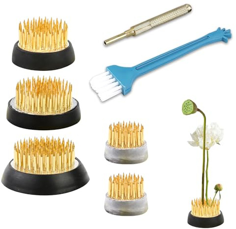 Steckigel Blumen, Kenzan Blumendekoration, Blumenigel – Set von 5 Stück Ikebana, Florale Frosche, Runder Mini-Metall-Blumenhalter, Ideal für kreative Ikebana, Kunstblume-Frosch-Fixierte (4 Größen)