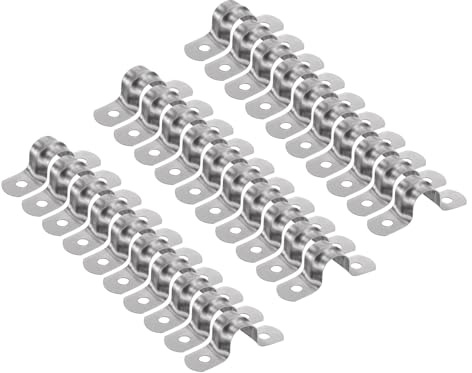 sourcing map 30pcs 1/2 Inch 12mm Conduit Clamps, M12 U Tube Pipe Clamp | Stainless Steel,Rigid Pipe Strap, U Shaped Bracket with Two Hole for Pipe Tube Hose Wire Cord Fixing