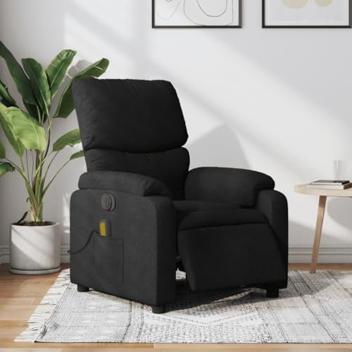 Homgoday Massagesessel Elektrisch Fernsehsessel Relaxsessel mit Liegefunktion Ruhesessel TV Sessel Polstersessel, Verstellbare Rückenlehne Fußstütze, für Wohnzimmer Schwarz Stoff