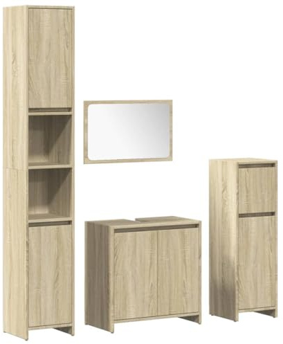 vidaXL 4-TLG. Badmöbel-Set Sonoma-Eiche Holzwerkstoff