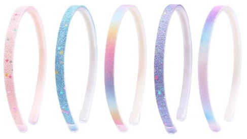 5 stycken ljusa och färgglada pannband med gradient, halkfria, smala och bekväma för flickor