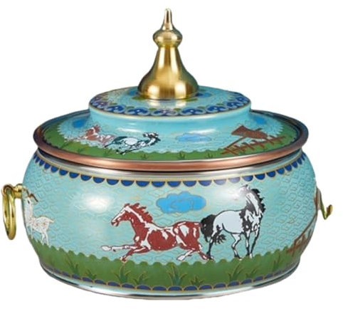 RUVOO Olla China de Carbón Caliente, Olla Caliente China, Olla Individual, Olla Caliente para Compartir Comida, Olla De Cobre Esmaltada, Olla De Sopa De Estofado Tradicional Picnic Cocina(B)