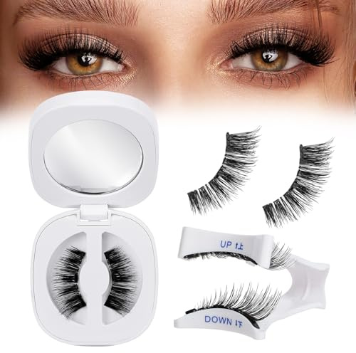 QUEWEL magnetische Wimpern, 1 Paar feine Magnet Wimpern, wiederverwendbare Magnetwimpern mit Applikator, kein Kleber erforderlich magnetische Wimpern natürlich, leicht bequem zum Schminken (G-YC-E)