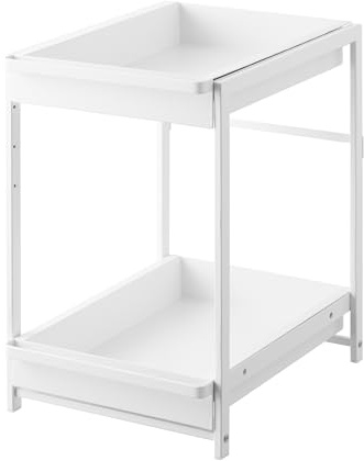 Yamazaki Tower 1460 - Mensola per lavello a 2 ripiani, con ripiani scorrevoli, in acciaio, minimalista, 42,4~68,5 x 30,4 x 45,3 cm