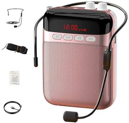 Walopola Amplificateur de voix portable – Système PA avec son clair | Longue durée de vie de la batterie Sangle réglable pour enseigner formateurs, chanteurs, entraîneurs