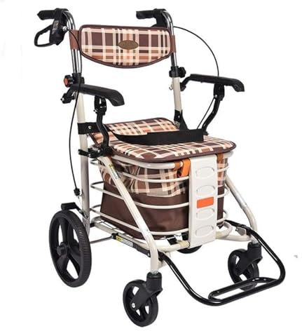 HEIDOUOZ Rollator Faltbar, Medical Rollator, Gehgestell mit gepolstertem Sitz, klappbarer, vierrädriger Rollator, höhenverstellbar, ergonomischer Griff und Tragetasche