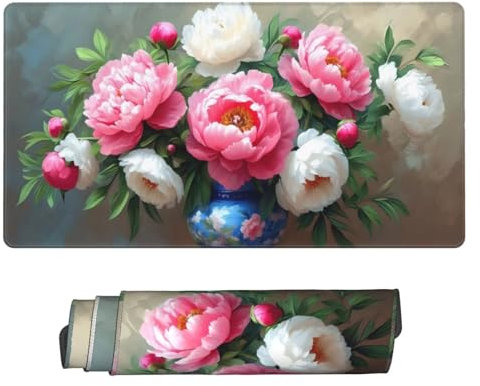 Gaming Tapis de Souris, Grand Tapis de Souris XXL 1600 x 800 x 3 mm,Vase Fleurs Tapis Souris pour Clavier et Bureau, avec Bords Surpiqués et Dos Antidérapant, for Gamer Gaming Accessoire D-513