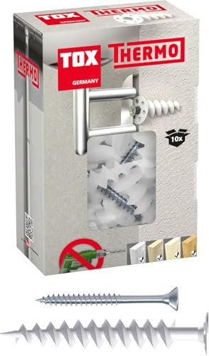 TOX 120 mm Dämmstoffdübel Thermo M inkl. passender Dämmstoff, ohne Vorbohren, für EPS, XPS 20, PUR und Holzfaserplatten, 10 Dübel und Schrauben im Karton, 072101281, Weiß