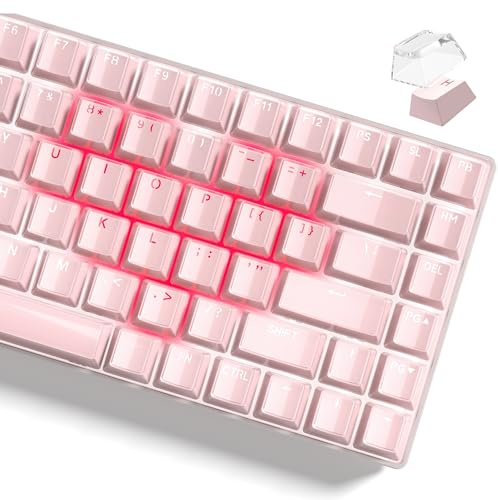 Womier Pink Backlit Crystal Jelly 60 65 75 100 Percent Bright Keycaps Set, 130 Custom OEM Profile for 61/68/84/87/98/100 Cherry Gateron MX Mechanical (Backlit Pink) Gaming Keyboard
