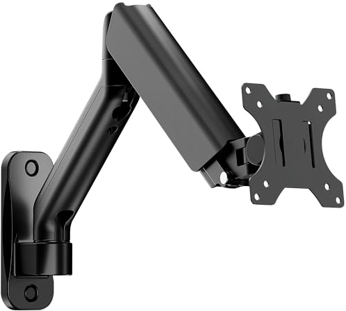 monTEK Monitor Wall Mount for 17-32 Flat/Curved Screens, Holds Up to 9kg | 75/100mm VESA, Full Motion Mechanical Spring Monitor Arm, Supports Tilt Swivel Rotation, Black