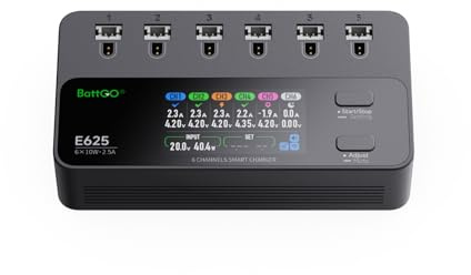 ISDT E625 6-Kanal-Lipo-Batterieladegerät/Entlader, DC USB C, Smart-Ladegerät für RC-Batterien, Balance-Ladegerät für LiPo/LiHV-Batterien