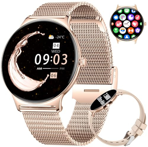 LIGE Montre Connectée Femme avec Appel Bluetooth, 1.43 AMOLED HD Smartwatch avec 120+ Modes Sport, IP68 Fitness Activity Tracker Waterproof, Santé des Femmes/Calories/SpO2, Android iOS