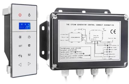Sauna a vapore, neratore di e for doccia nero CA da 3 kW, e for sauna umida con impostazione di tempo e temperatura IPX4 impermeabile per sauna spa domestica(VS-9007W-3KW-BP)