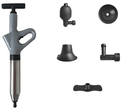 XAGMODSHN Pulitore di scarico WC in acciaio inox ad alta pressione 120PSI 8 KPa con 3 ugelli per lavello vasca da bagno tubo zoccoli lavandino stantuffo