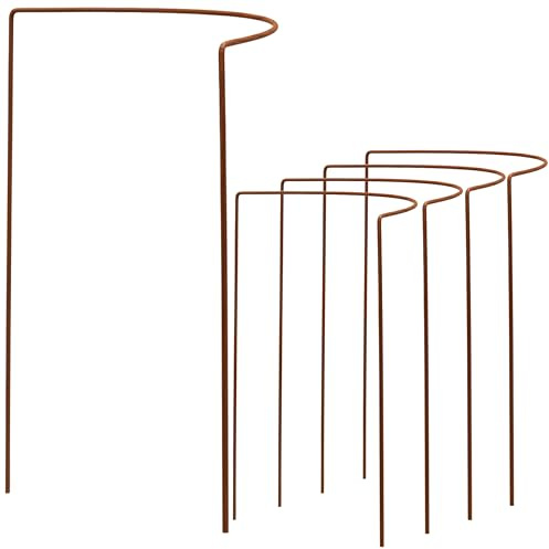 10 STÜCK Pflanzenstütze Staudenstütze halbrund Edelrost - Ø38cm - 100cm hoch aus 5mm unbehandeltem Stahldraht - Rost Roheisen Buschstütze Staudenstütze Pflanzbogen Staudenhalter Rankhilfe Pflanzenring