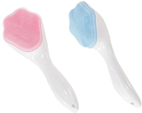 DECOMELODY 2 pièces Lot de Brosses Nettoyantes Visage Silicone et Manuelles Exfoliantes et Massantes pour Peau Délicate Nettoyeur Visage et Sûr Élimine Résidus et Points Noirs