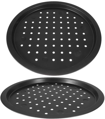 Cabilock 2 piezas Bandeja de Horno de Carbono Molde Antiadherente para Pizza Resistente y Rápida Conducción Térmica para Cocina y Restaurante