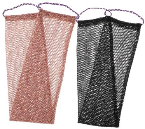 Healifty Lot de 2 Serviettes de Bain Exfoliantes Africaines en Filet, Brosse Corps Polyvalente, Textures Rugueuses pour Gommage, Couleurs Noir et Café, pour Bain et Soin Quotidien Peau Lisse