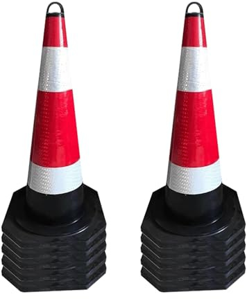 Cone de Chantier, Cone de Signalisation, avec Anneau Réfléchissant et Poignée, Base Stable, Couleurs Vives, Utilisables en Intérieur et en Extérieur (lot De 10)(70 * 36 * 36cm/28 * 14 * 14in)